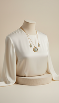 Silk Blouse and Gold Pendant Set